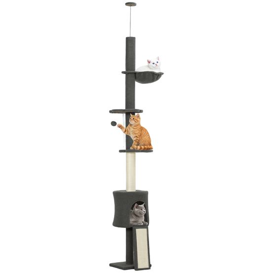 Arbre à chat panneau particules intérieur escalade hauteur réglable 240cm gris foncé