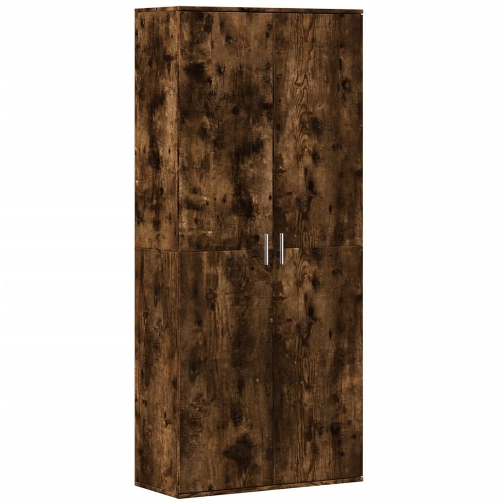 Buffet haut chêne fumé 80x35x180 cm bois d'ingénierie