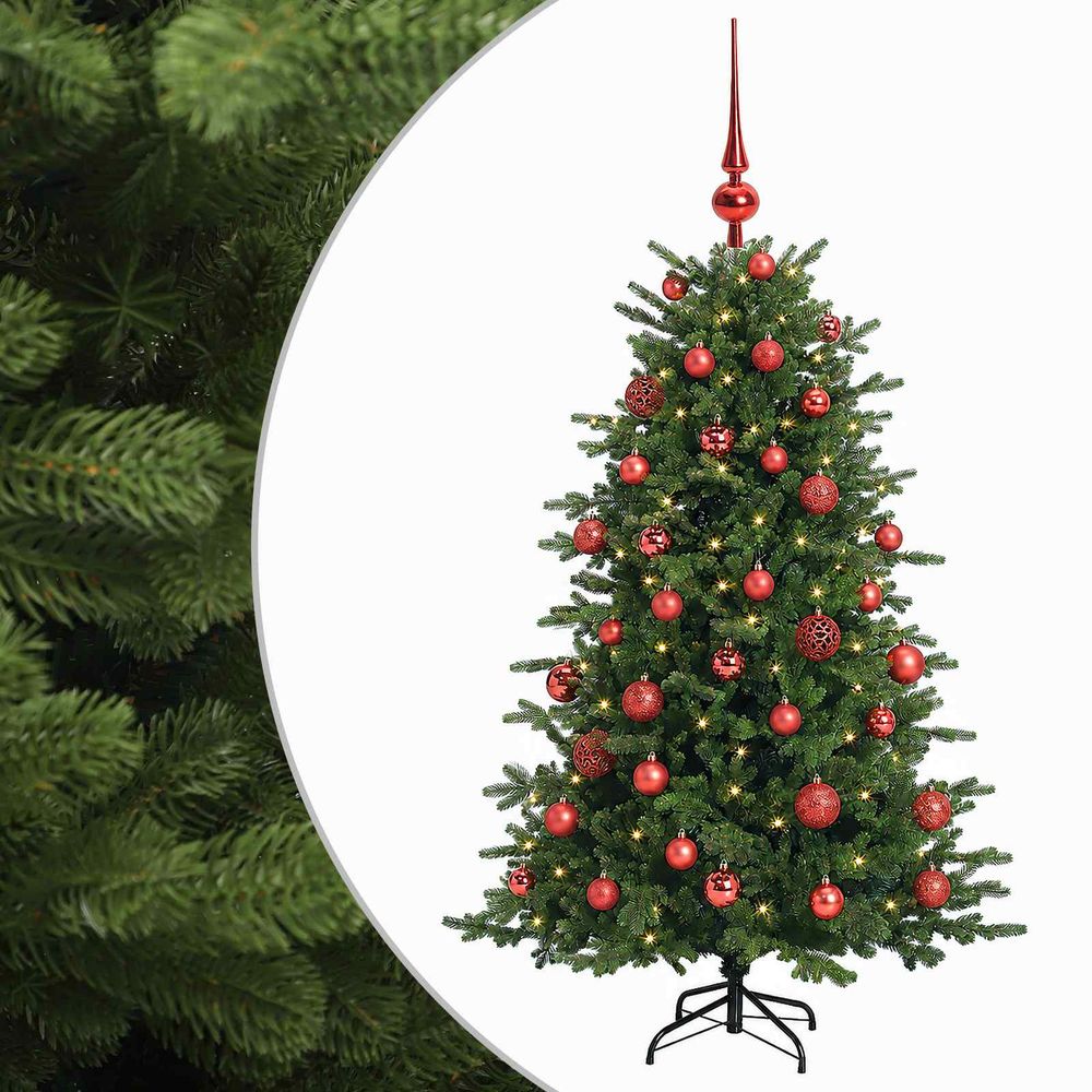 Sapin de noël artificiel avec boules 120 cm 150 led blanc chaud