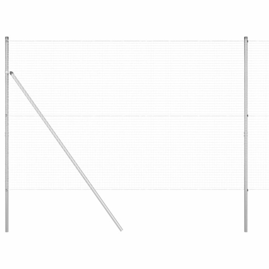 Clôture avec poteaux argent 1.6 x 25 m acier