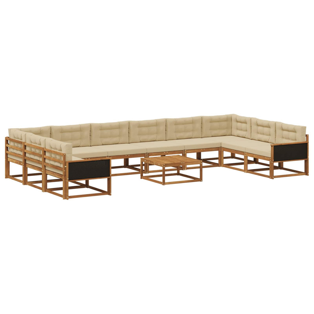 Ensemble de canapés d'extérieur 11 pcs naturel et beige