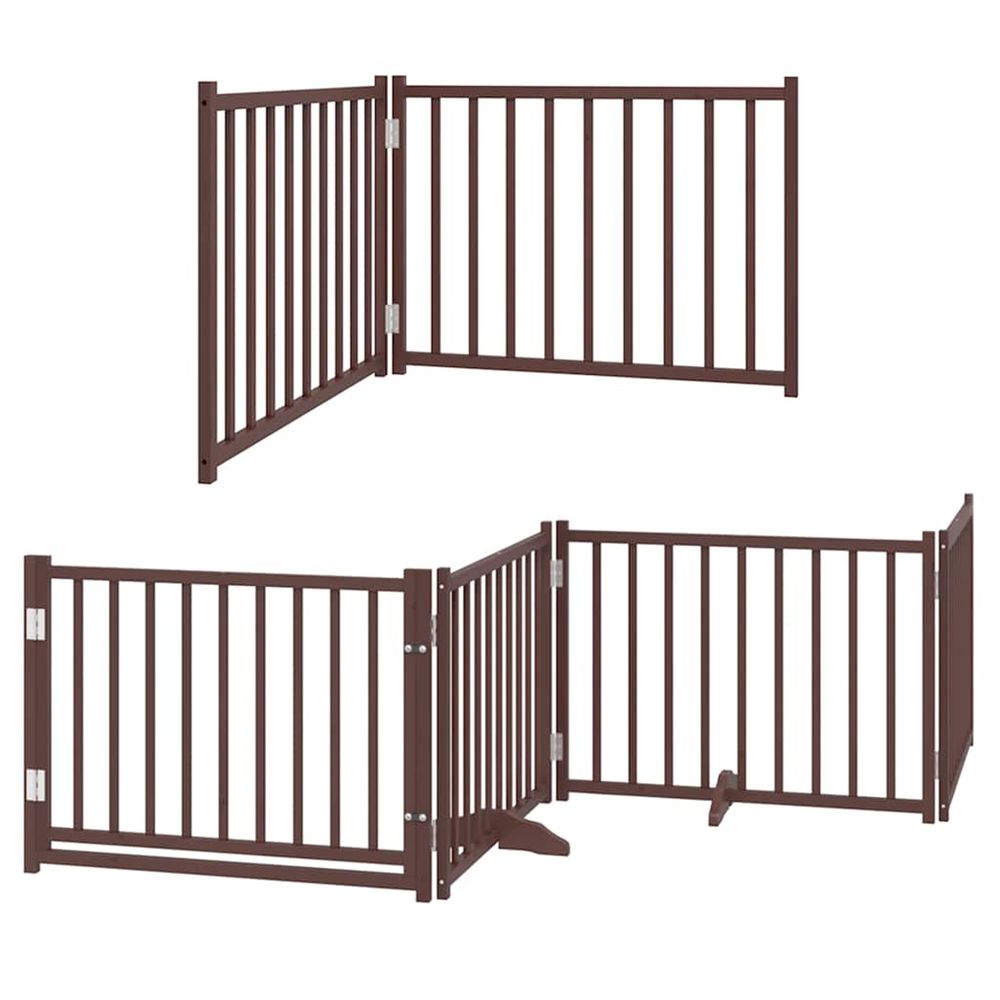 Barrière pour chien porte pliable 10 panneaux bois de peuplier