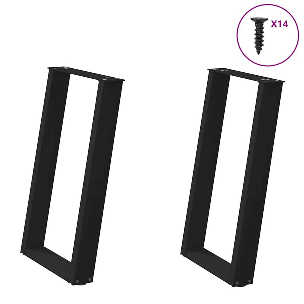 Pieds de table à manger en u 2 pièces noir 60 x (72-73) cm acier
