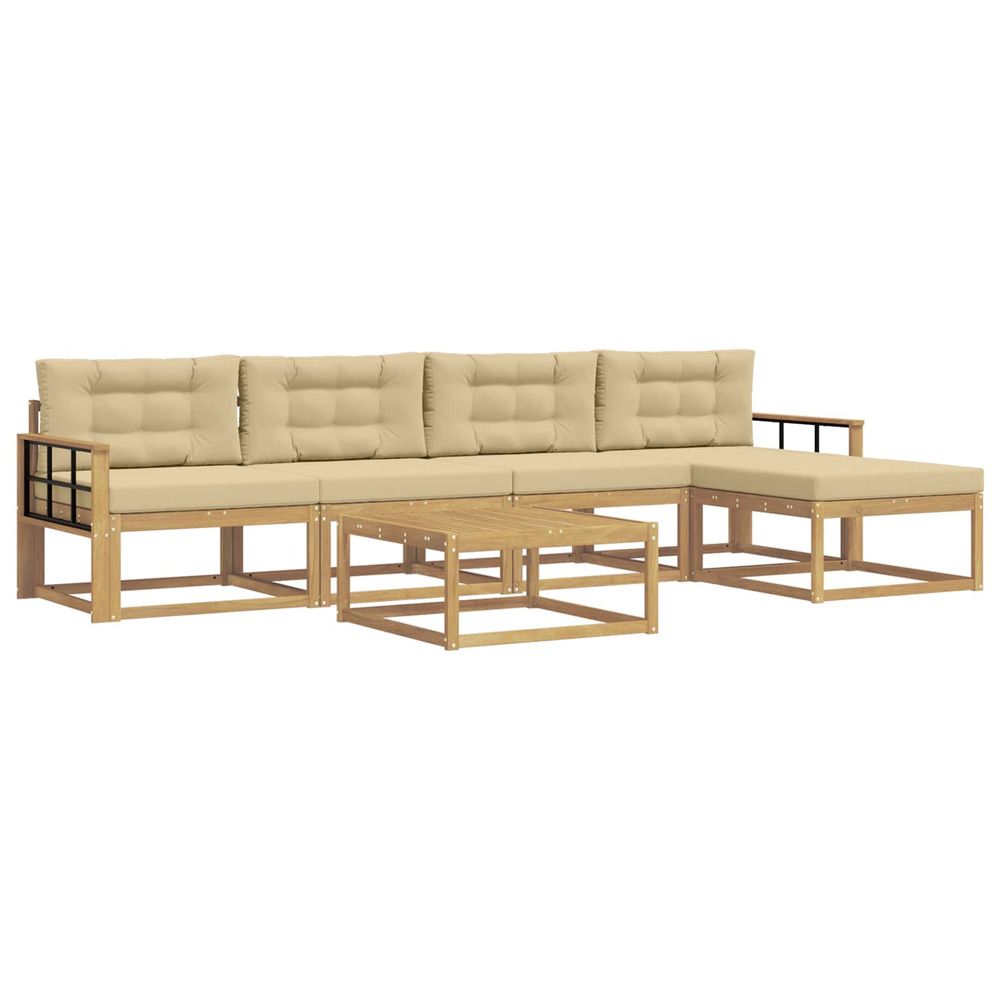Ensemble de canapés d'extérieur 6 pc blanc et beige polyester