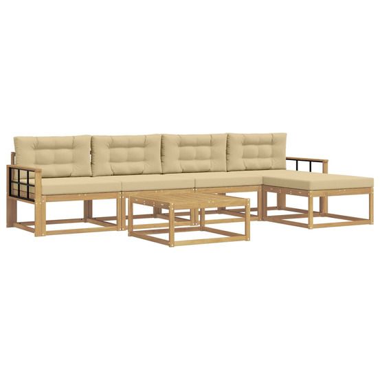 Ensemble de canapés d'extérieur 6 pc blanc et beige polyester