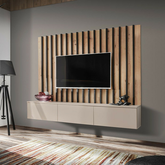 Ensemble meuble tv à lattes