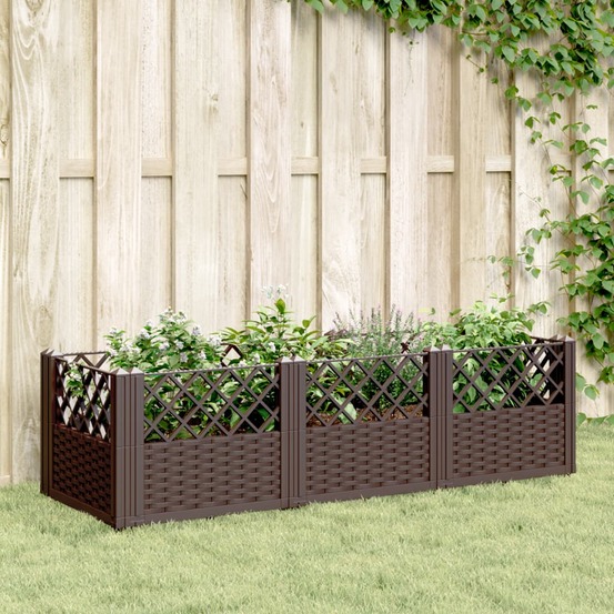 Jardinière avec piquets marron 123,5x43,5x43,5 cm pp