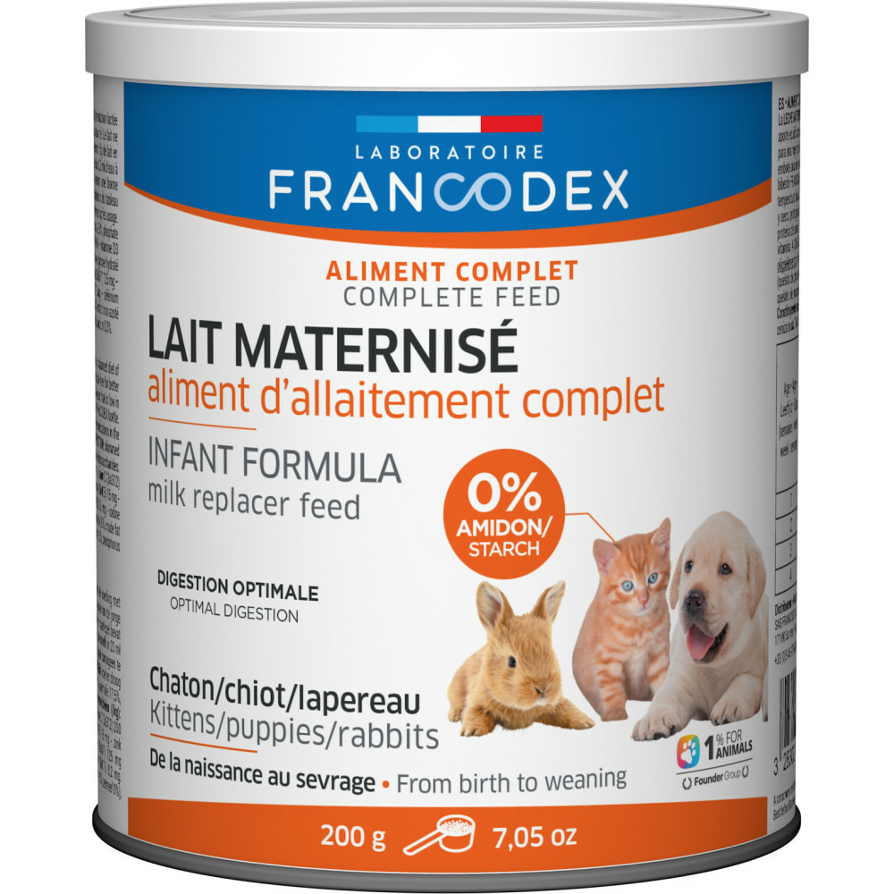 Lait maternisé complet 200 g pour chiot, chaton, lapereau