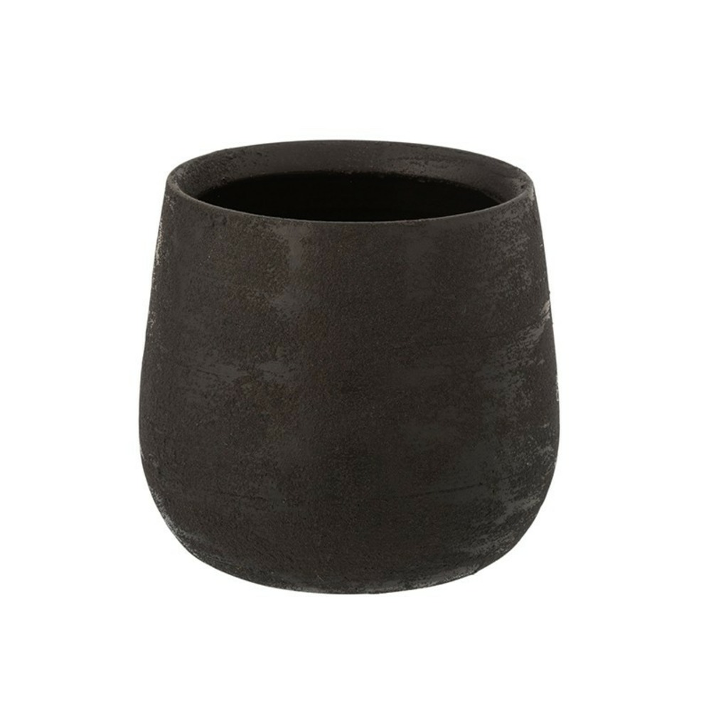 Cache-pot irrégulier en céramique noire h18cm