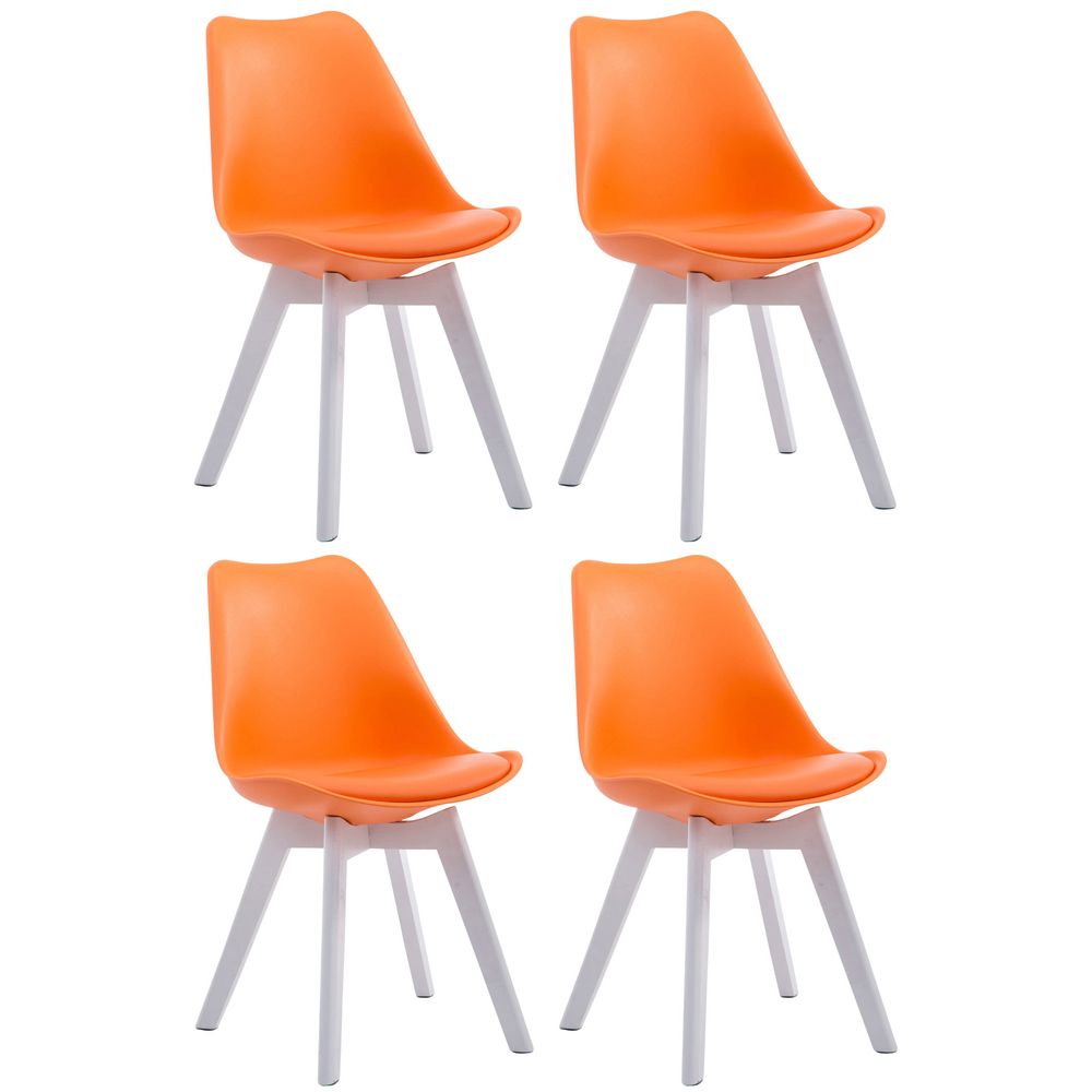 Lot de 4 chaises visiteur borneo v2 simili cuir blanc