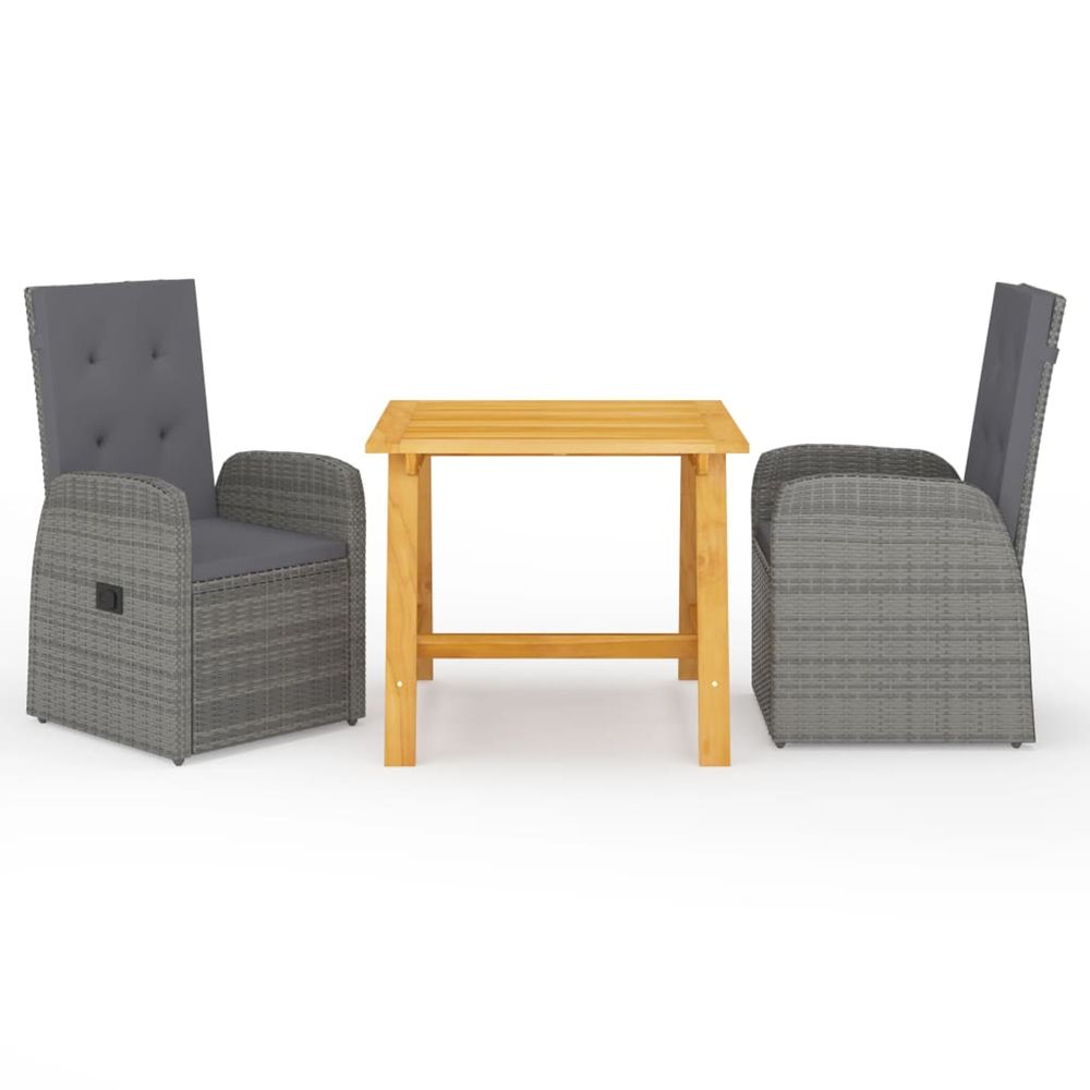 Ensemble à manger de jardin 3 pcs gris