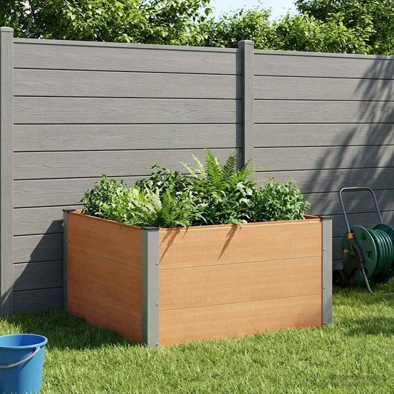 Jardinière surélevée carrée wpc aluminium terrasse potager 100cm marron