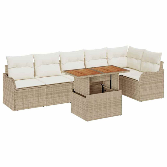 Ensemble de canapé de jardin 7 pcs beige poly rotin