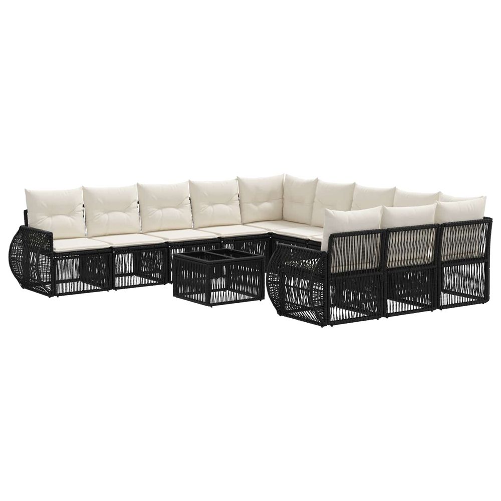 Ensemble de canapé de jardin 12 pc noir et blanc crème