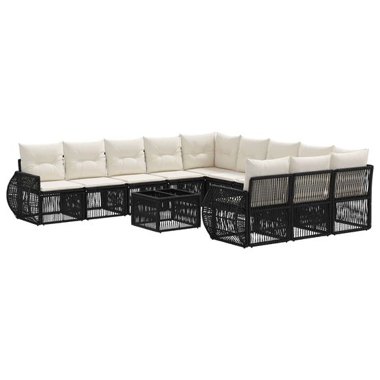 Ensemble de canapé de jardin 12 pc noir et blanc crème