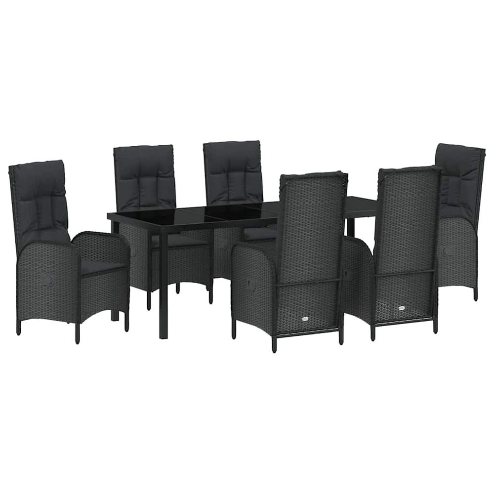 Ensemble de salle à manger pour jardin 7 pc noir polyrotin