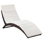 Transat chaise longue bain de soleil lit de jardin terrasse meuble d'extérieur pliable avec coussin résine tressée marron 02_