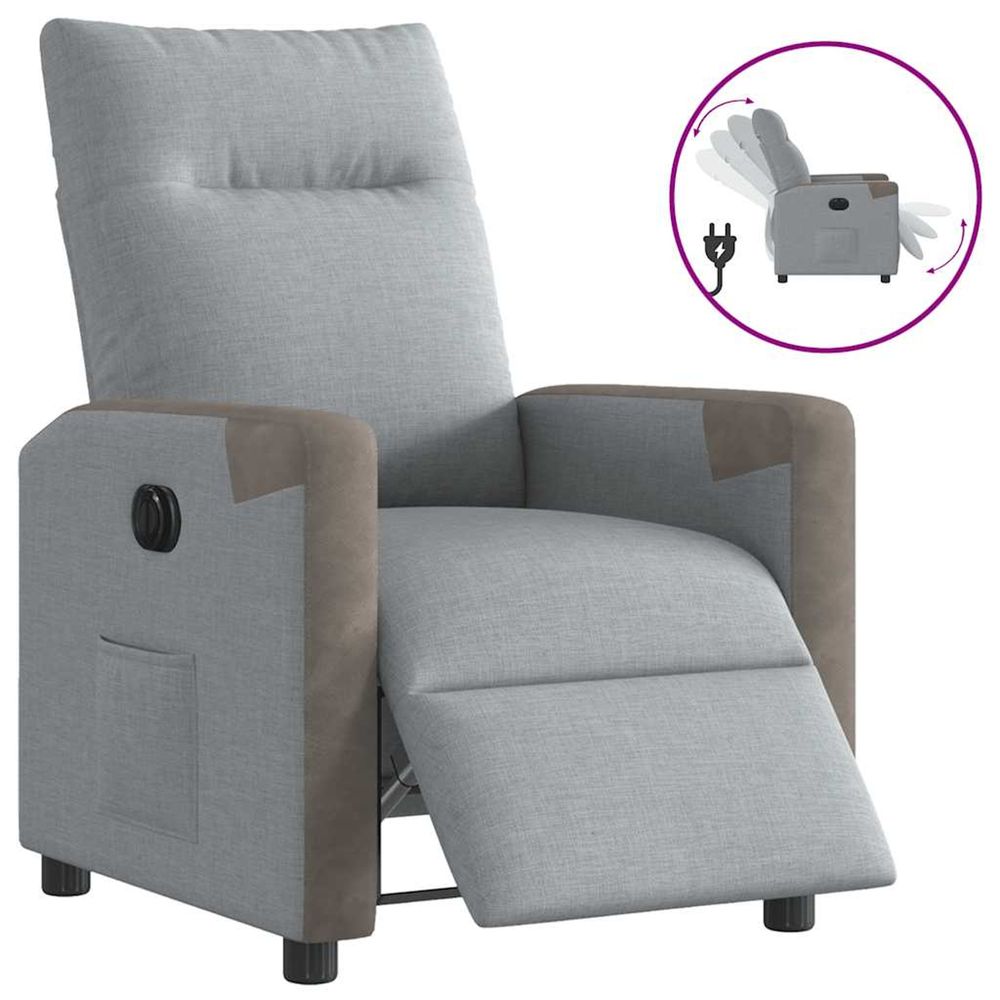 Fauteuil inclinable électrique gris clair tissu
