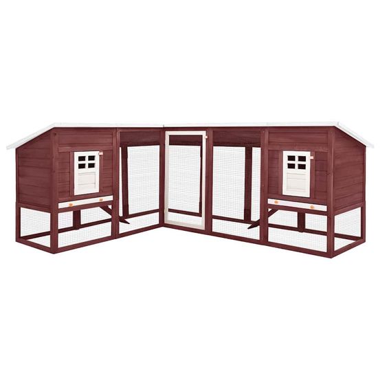 Clapier extérieur xxl en bois de sapin avec enclos sécurisé pour jardin moka