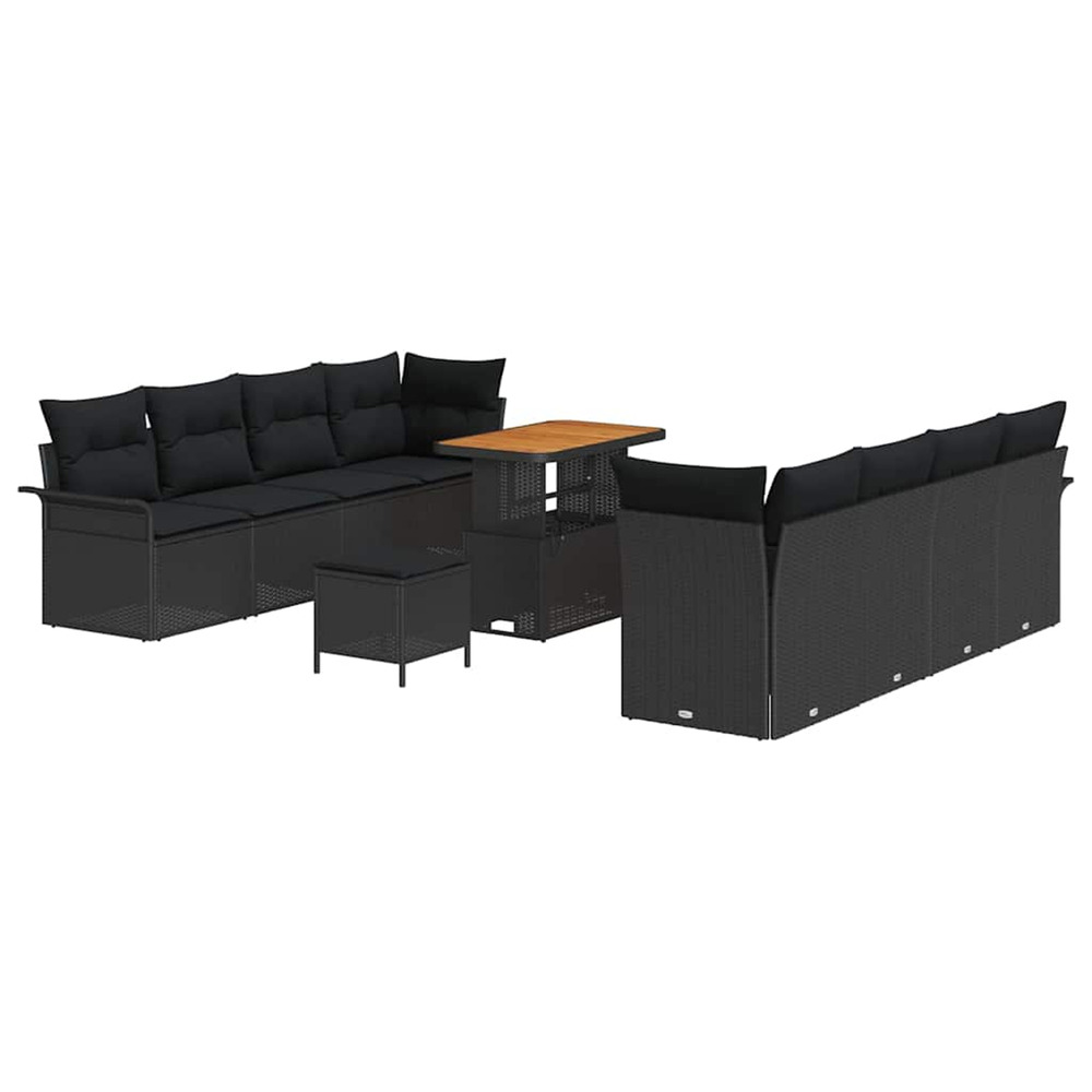 Ensemble de canapé de jardin avec coussin 11 pcs noir