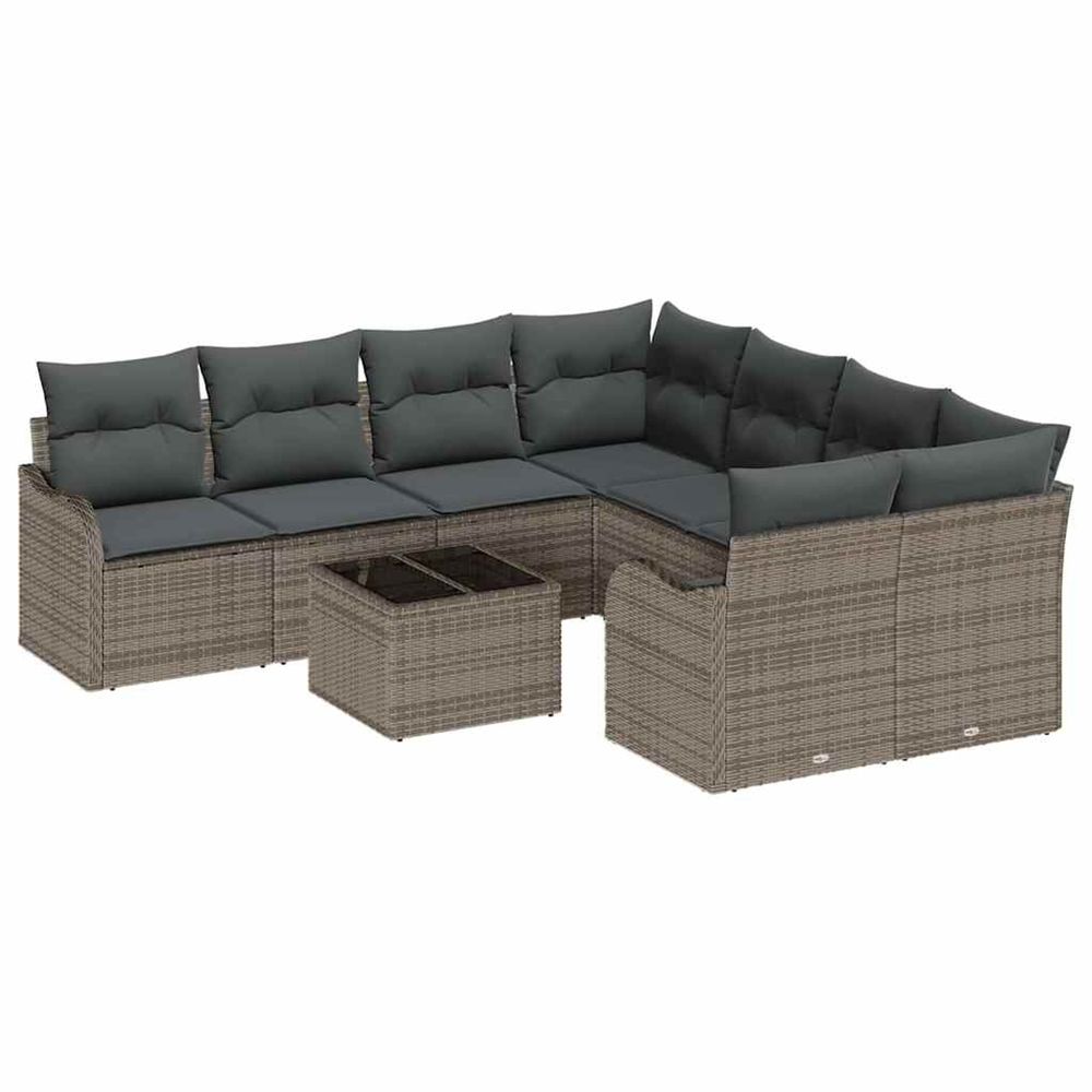Ensemble de canapé de jardin 9 pc 8-nombre de places gris