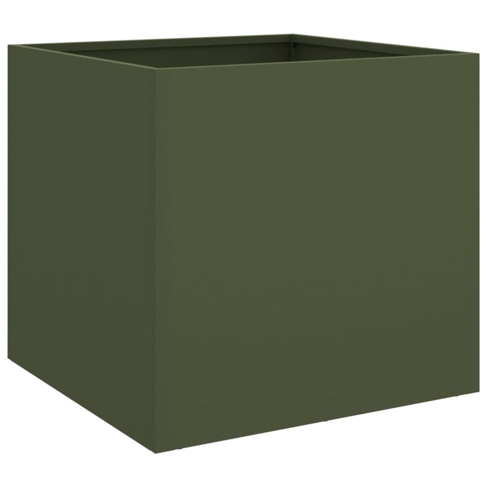 Jardinière d'extérieur vert olive 49x47x46 cm acier