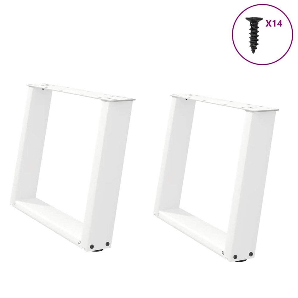 Pieds de table basse en u 2 pièces blanc 60 x (42-43) cm acier