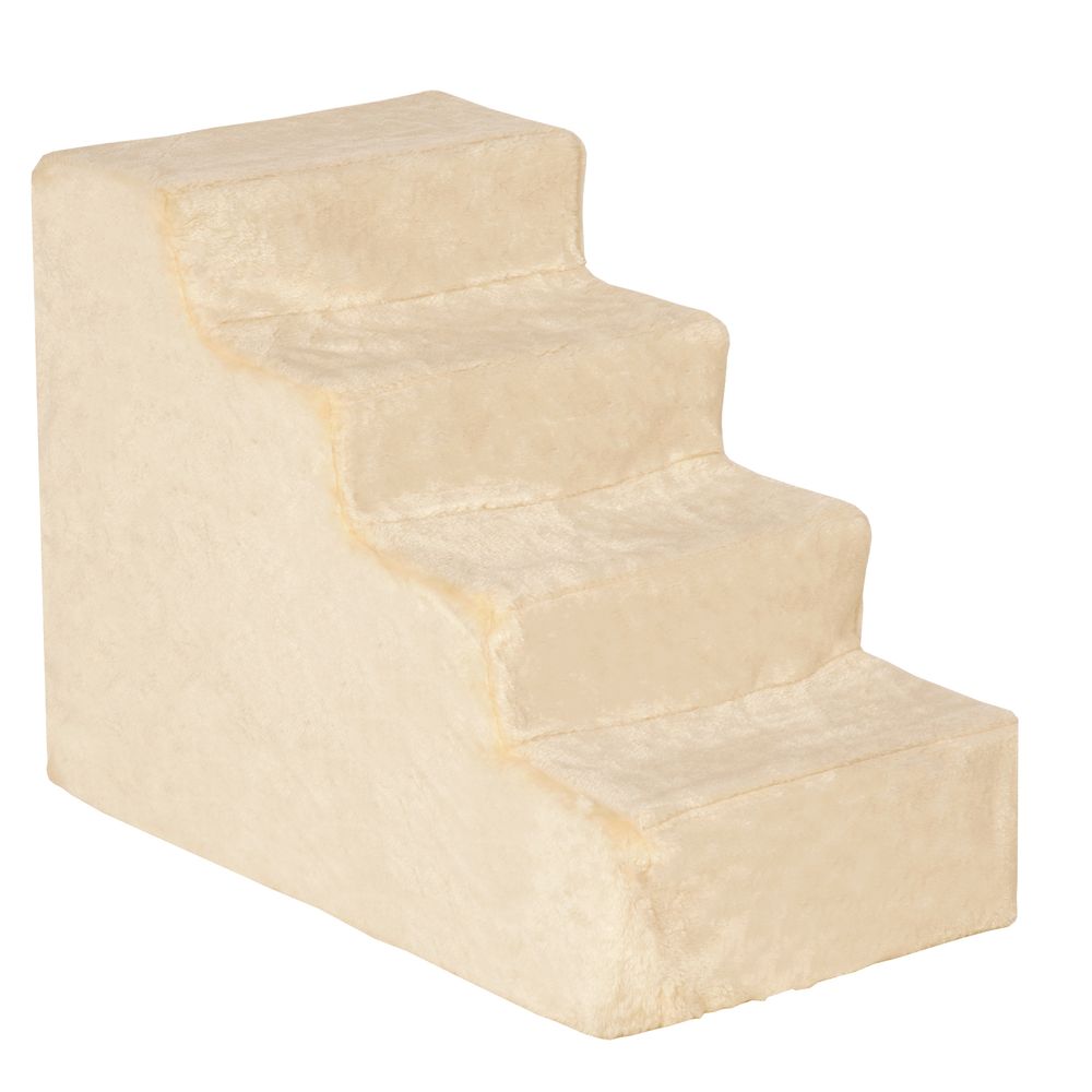 Escalier 4 marches chien chat particules flanelle douce amovible lavable 60x35x44cm beige