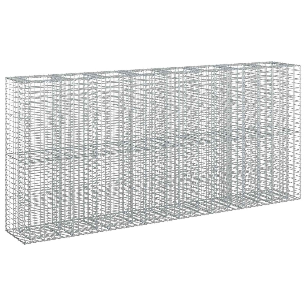 Lit surélevé gabion 4 pcs argenté 330 x 50 x 150 cm