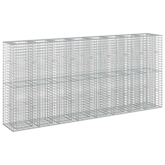 Lit surélevé gabion 4 pcs argenté 330 x 50 x 150 cm