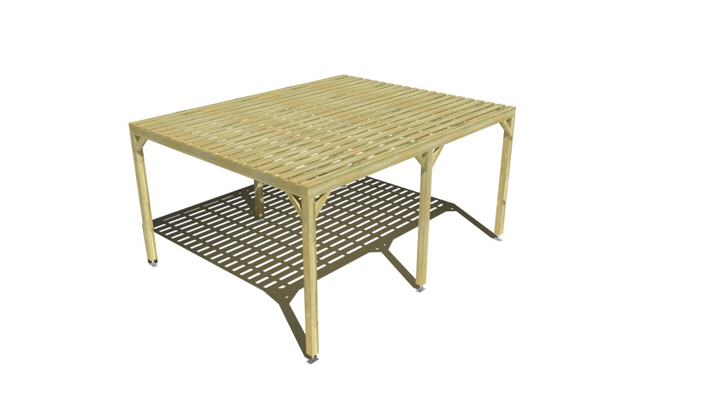 Pergola bois • 5m x 4m • indépendante • sens profondeur • platelage bois • livraison comprise