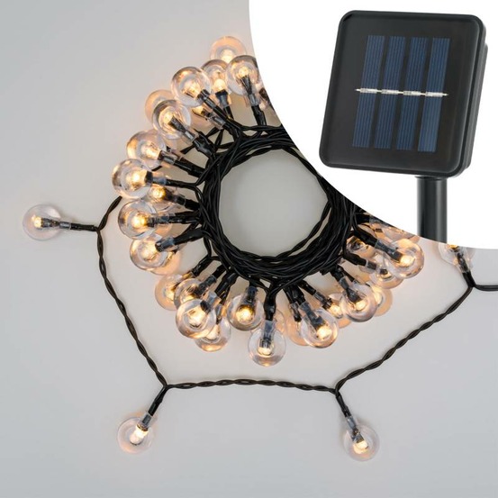 Guirlande lumineuse solaire 5m 50 boules filament led blanc chaud 8 modes lotti