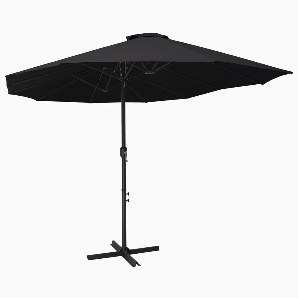 Parasol d'extérieur et poteau en aluminium 460 x 270 cm noir