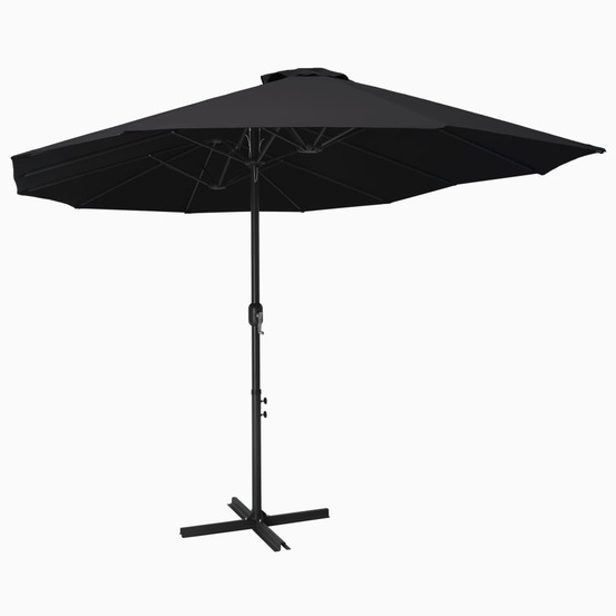 Parasol d'extérieur et poteau en aluminium 460 x 270 cm noir