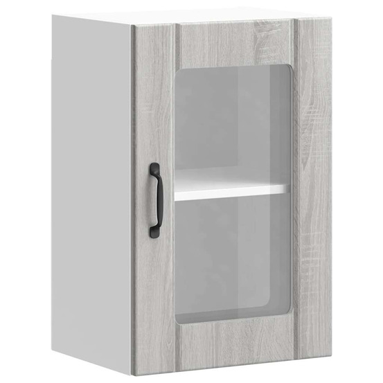Armoire murale de cuisine avec porte en verre lucca sonoma gris