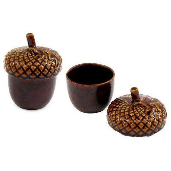 Ensemble de 2 pots de rangement en grès gland