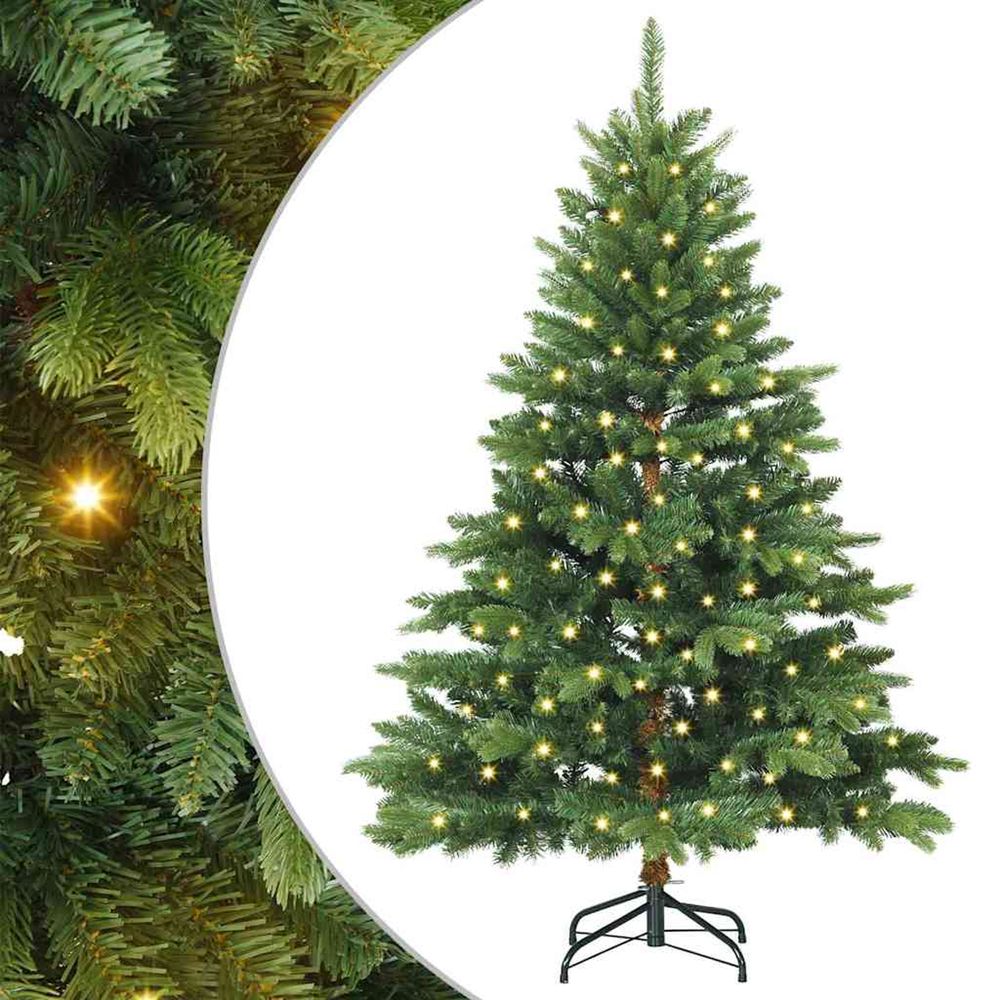 Sapin de noël artificiel avec 150 led vert 120 cm pe et pvc