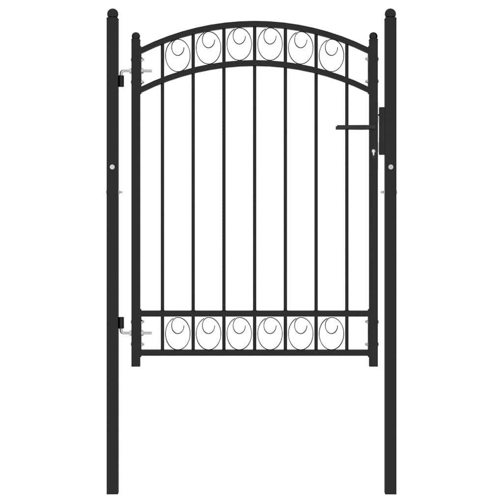 Portail de clôture avec dessus arqué acier 100x125 cm noir