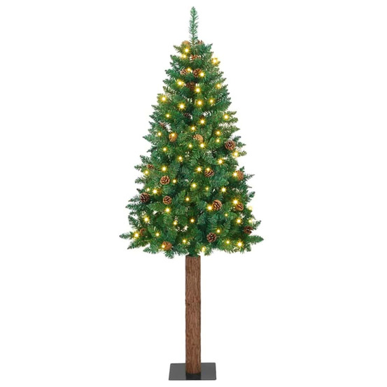 Sapin de noël mince vert 180 cm pvc et bois de pin massif