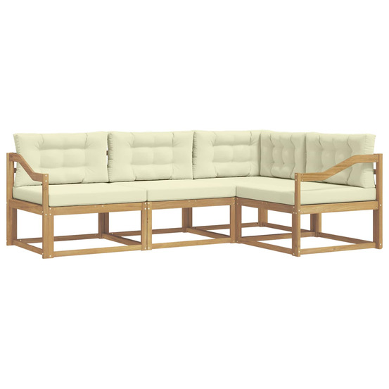 Ensemble de canapés d'extérieur 3 pcs blanc et crème polyester
