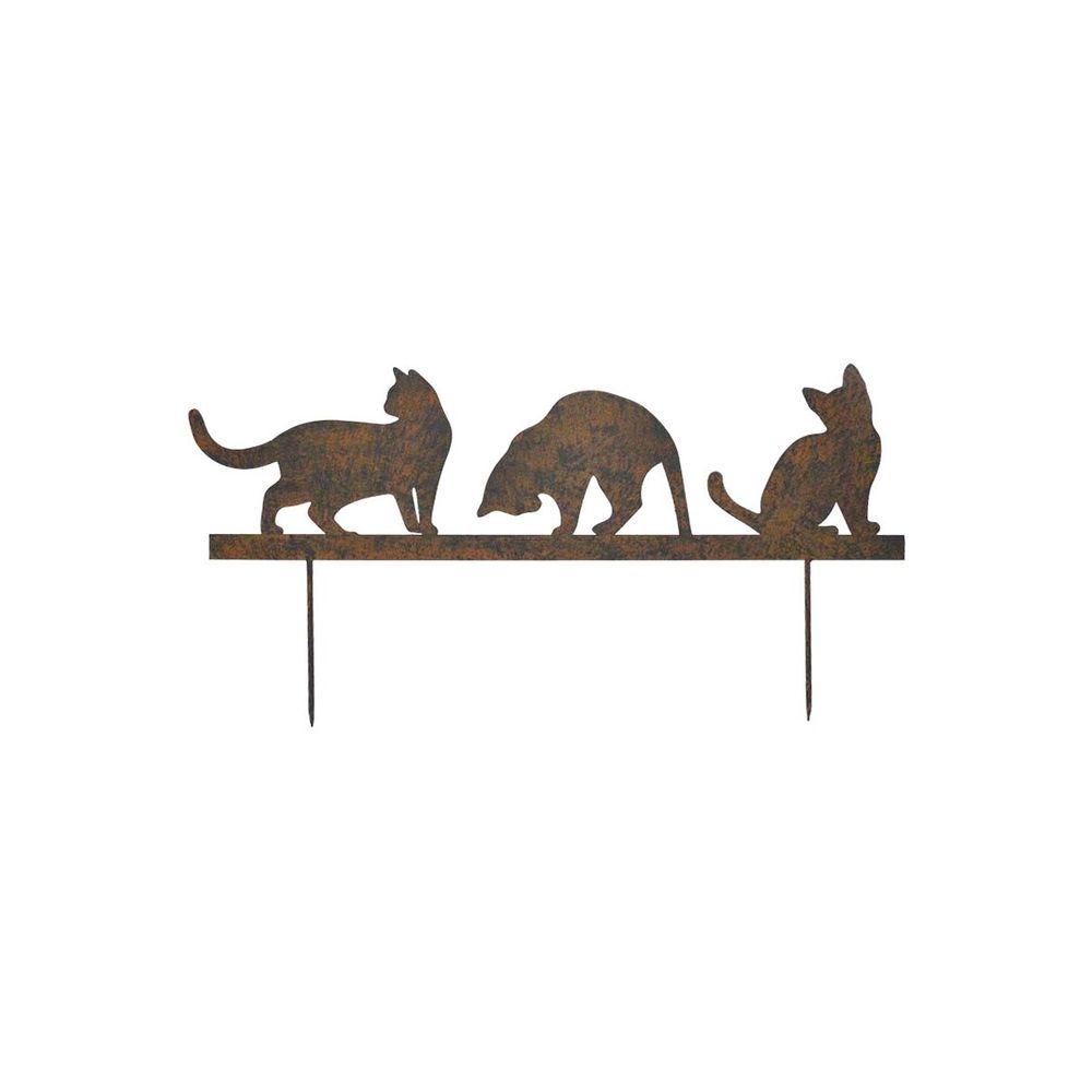 Silhouette en fer chats sur piques 3 chats