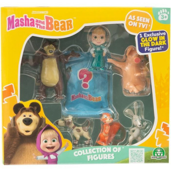 Figurines - masha and the bear - coffret 7 figurines avec 1 surprise - taille 5-7 cm - a partir de 3 ans - mha31