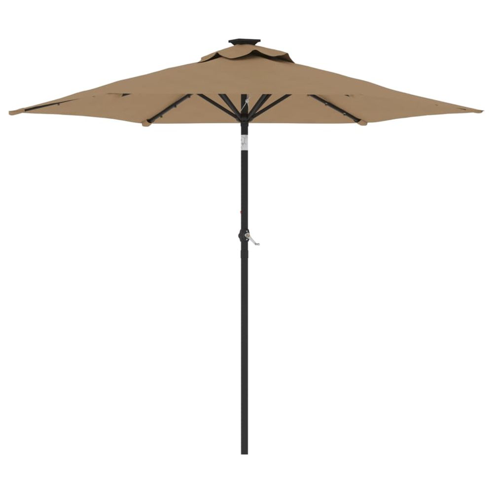 Parasol de jardin avec led mât en acier taupe 225x225x212 cm