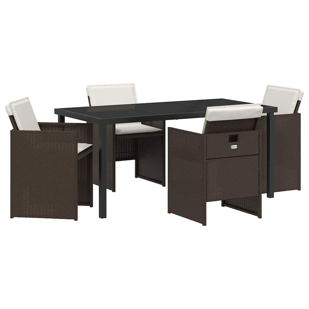 Ensemble de salle à manger pour jardin 5 pcs marron polyrotin