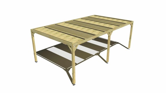 Pergola bois • 7m x 4m • indépendante • sens profondeur • lames orientables bioclimatiques incluses • livraison comprise