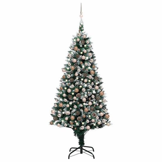 Arbre de noël artificiel pré-éclairé/boules pommes de pin 240cm