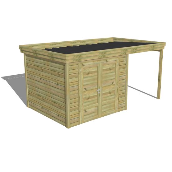Abri de jardin bois pin traité autoclave 27mm - 4,64x2,64m / 12m2 - bac acier - abri français