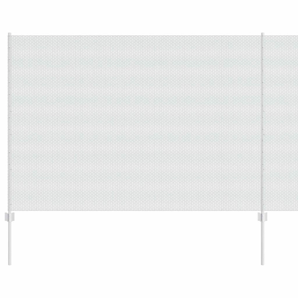 Clôture avec poteau argenté 1,5 x 25 m acier