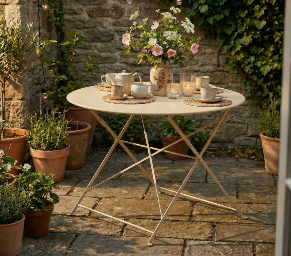 Table de jardin pliante - 4 places - taupe - bellagio