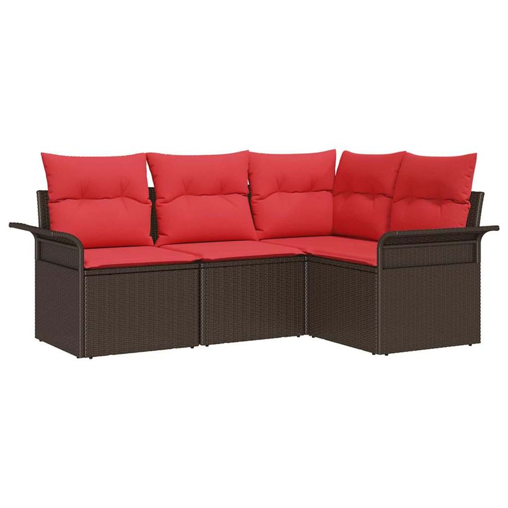 Ensemble de canapé de jardin 4 pc marron polyrotin